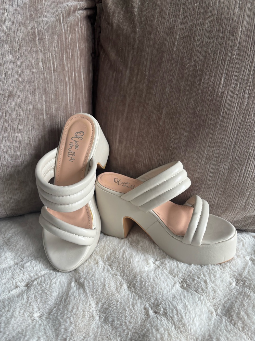 Women's Ivory Padded Platform Heels